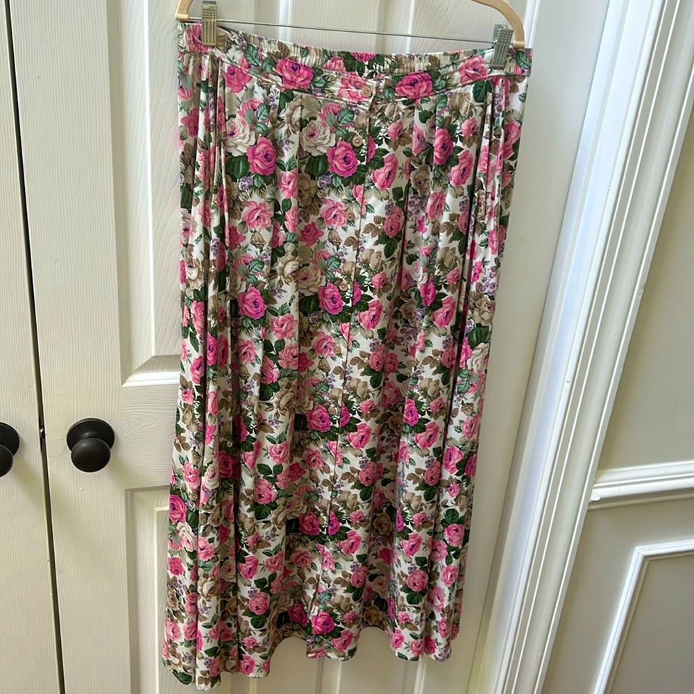 Vintage Pendleton tall floral button up maxi skirt